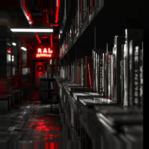 Tableau Disquaire Musique Noir Blanc Rouge - #tag1# - #tag2#