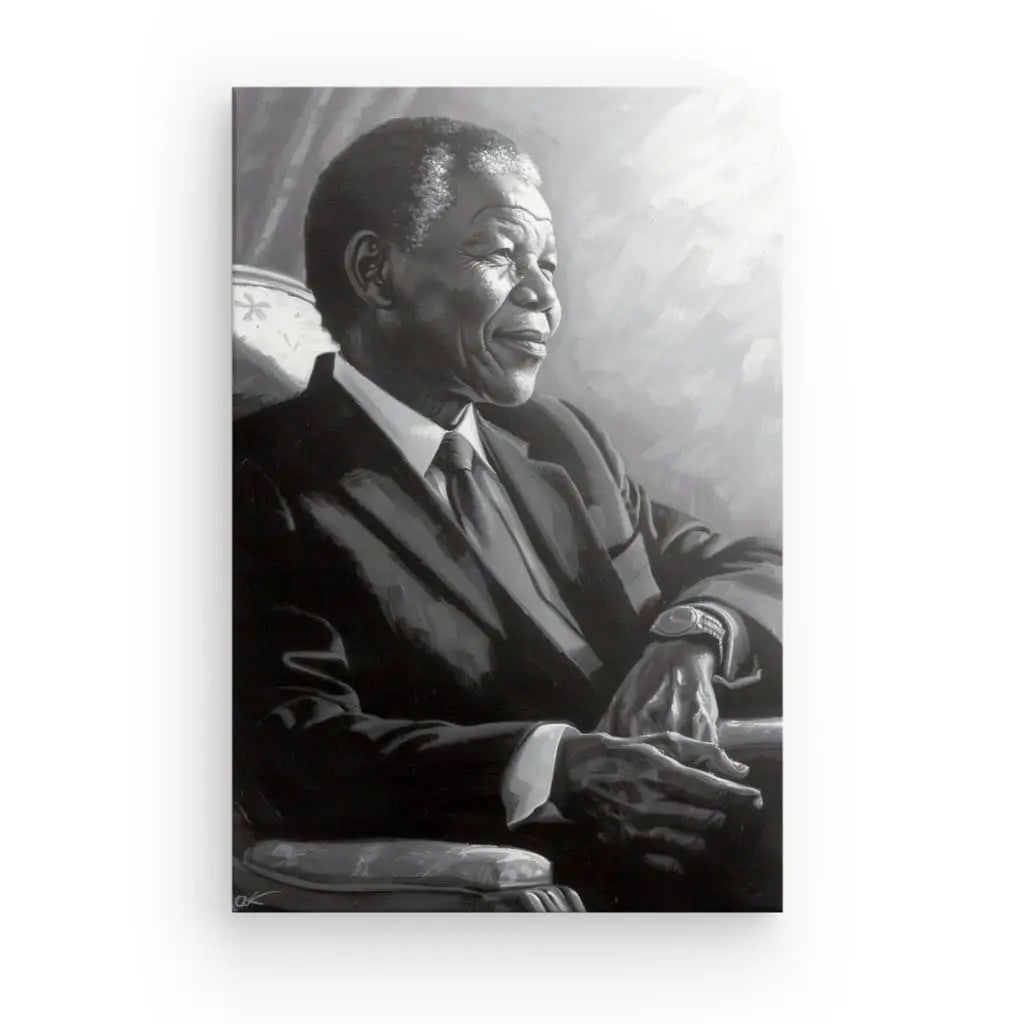 Tableau Peinture Nelson Mandela Noir et Blanc - #tag1# - #tag2#