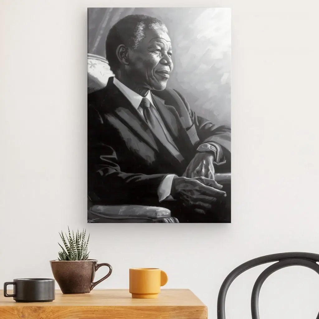 Tableau Peinture Nelson Mandela Noir et Blanc - #tag1# - #tag2#