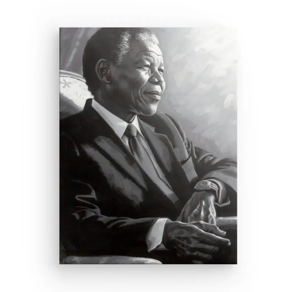 Tableau Peinture Nelson Mandela Noir et Blanc - #tag1# - #tag2#