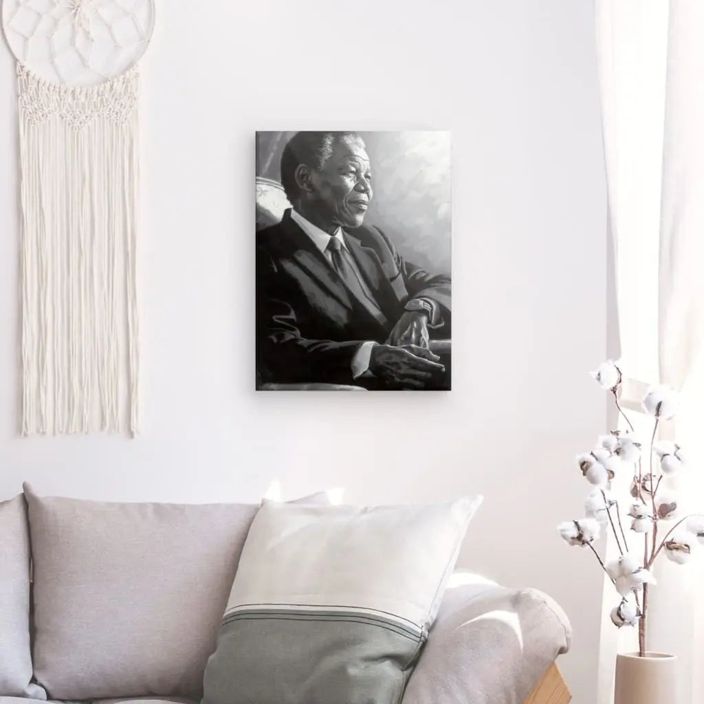 Tableau Peinture Nelson Mandela Noir et Blanc - #tag1# - #tag2#