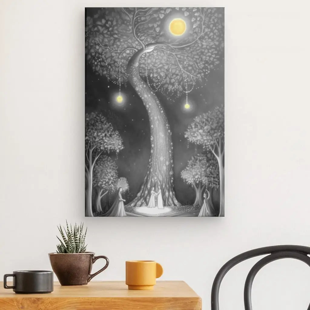 Tableau Scène Féérique Dessin Noir et Blanc - #tag1# - #tag2#