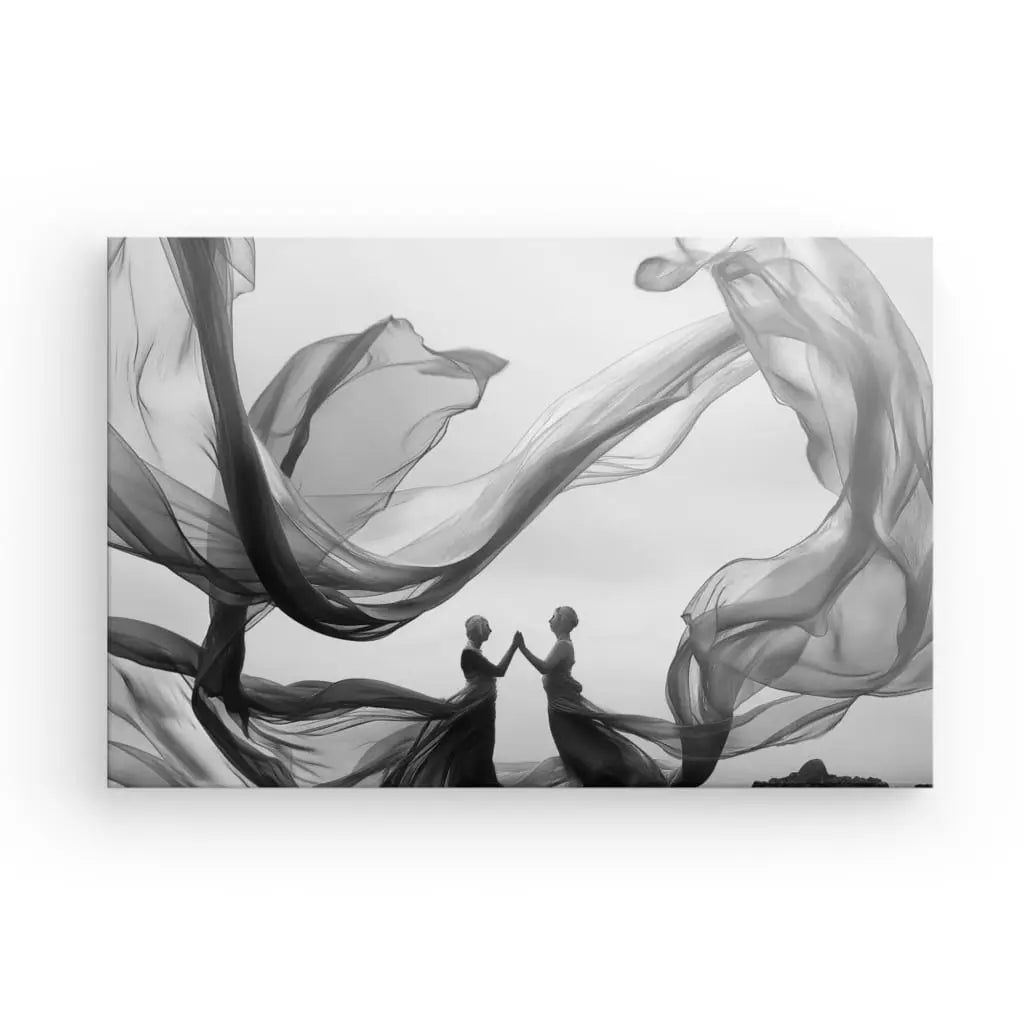Tableau Voiles Robes Vent Art Noir et Blanc - #tag1# - #tag2#