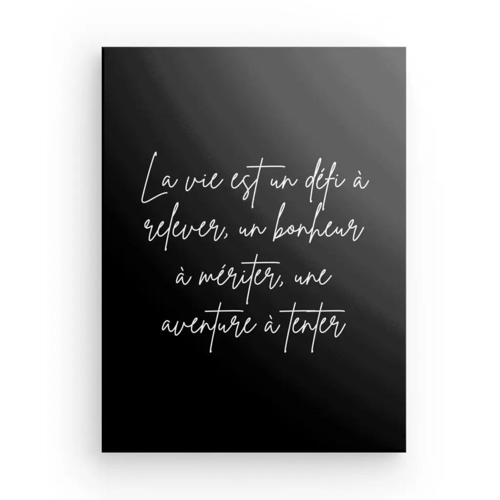 Tableau Citation "Vie et défi" Noir et Blanc - #tag1# - #tag2#