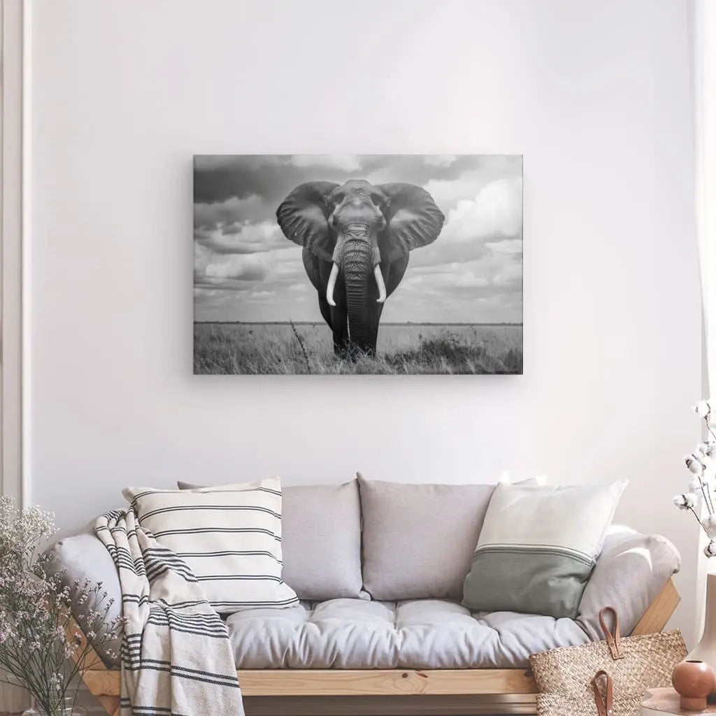 Tableau Eléphant d'Afrique Noir et Blanc - #tag1# - #tag2#