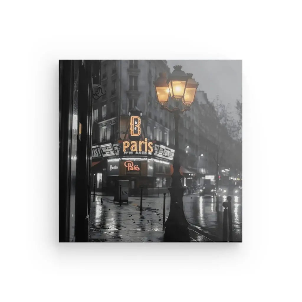 Tableau Lampadaire Paysage Parisien Noir Blanc Touche de Couleur - #tag1# - #tag2#