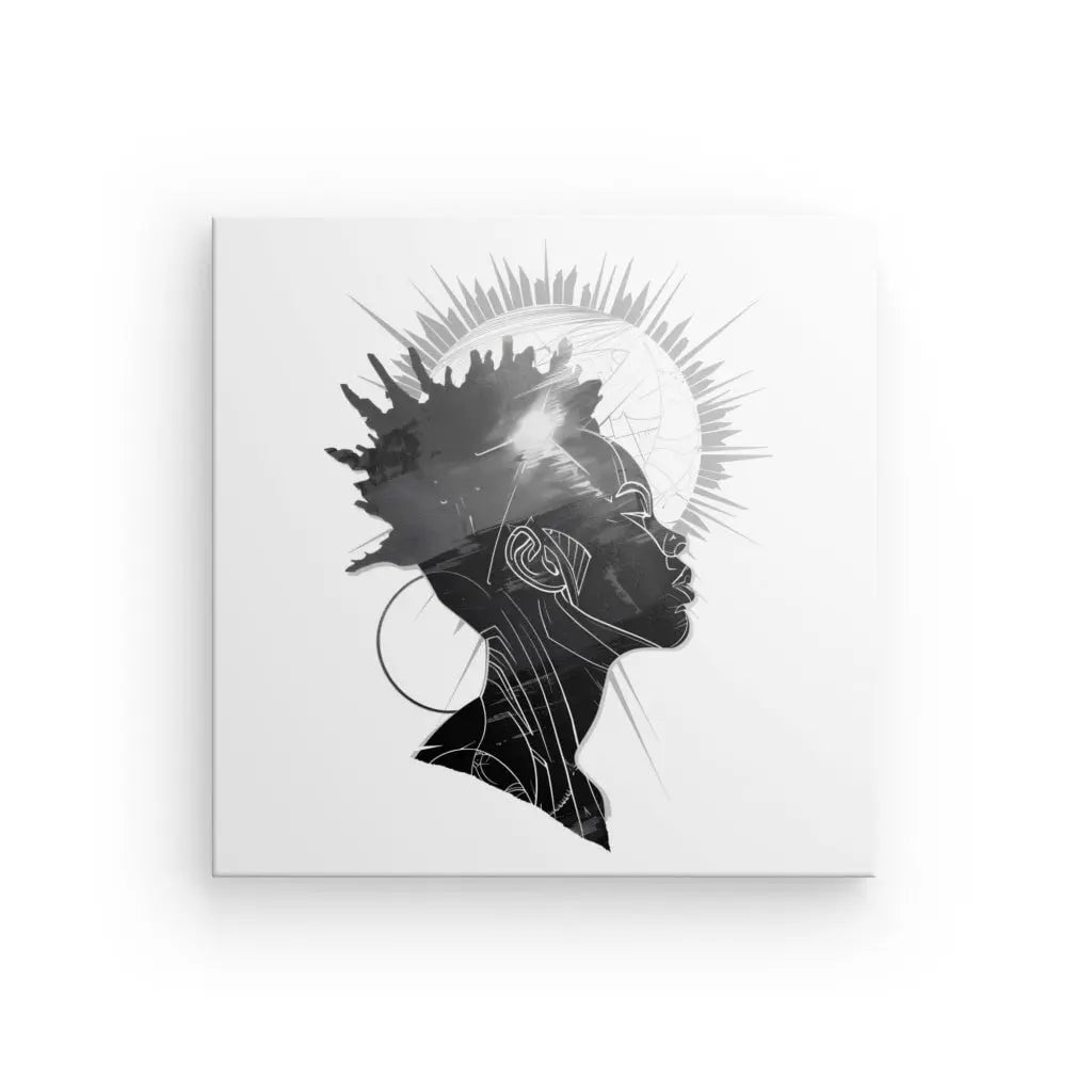 Tableau Moderne Dessin Visage Noir et Blanc - #tag1# - #tag2#