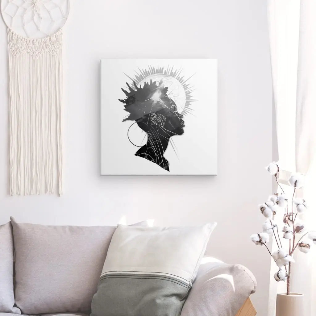 Tableau Moderne Dessin Visage Noir et Blanc - #tag1# - #tag2#
