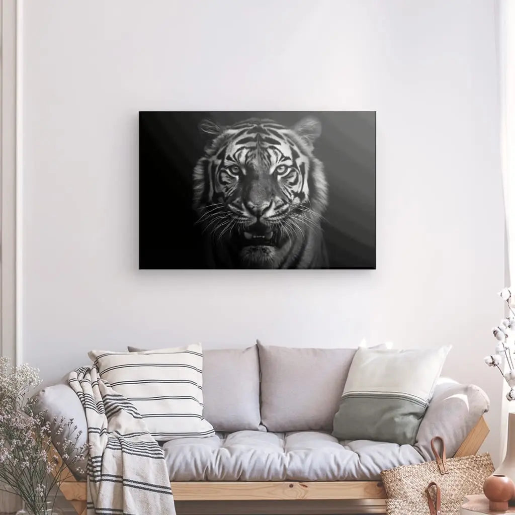 Tableau Rugissement Tigre du Bengale Monochrome - #tag1# - #tag2#