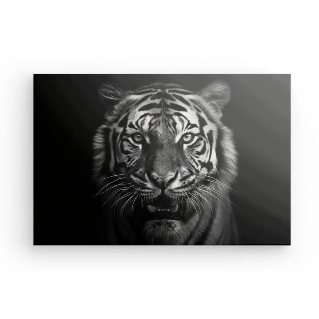 Tableau Rugissement Tigre du Bengale Monochrome - #tag1# - #tag2#