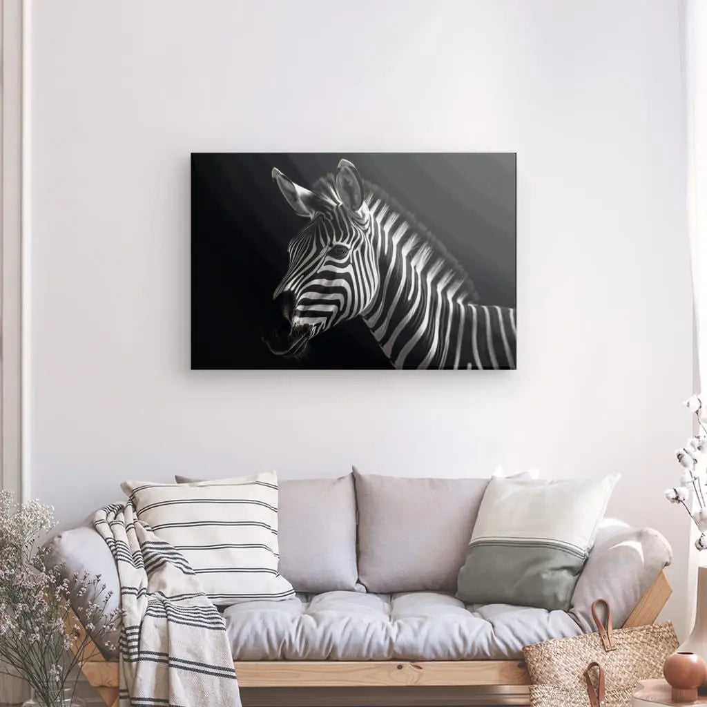 Tableau Minimaliste Zèbre Fond Noir et Blanc - #tag1# - #tag2#