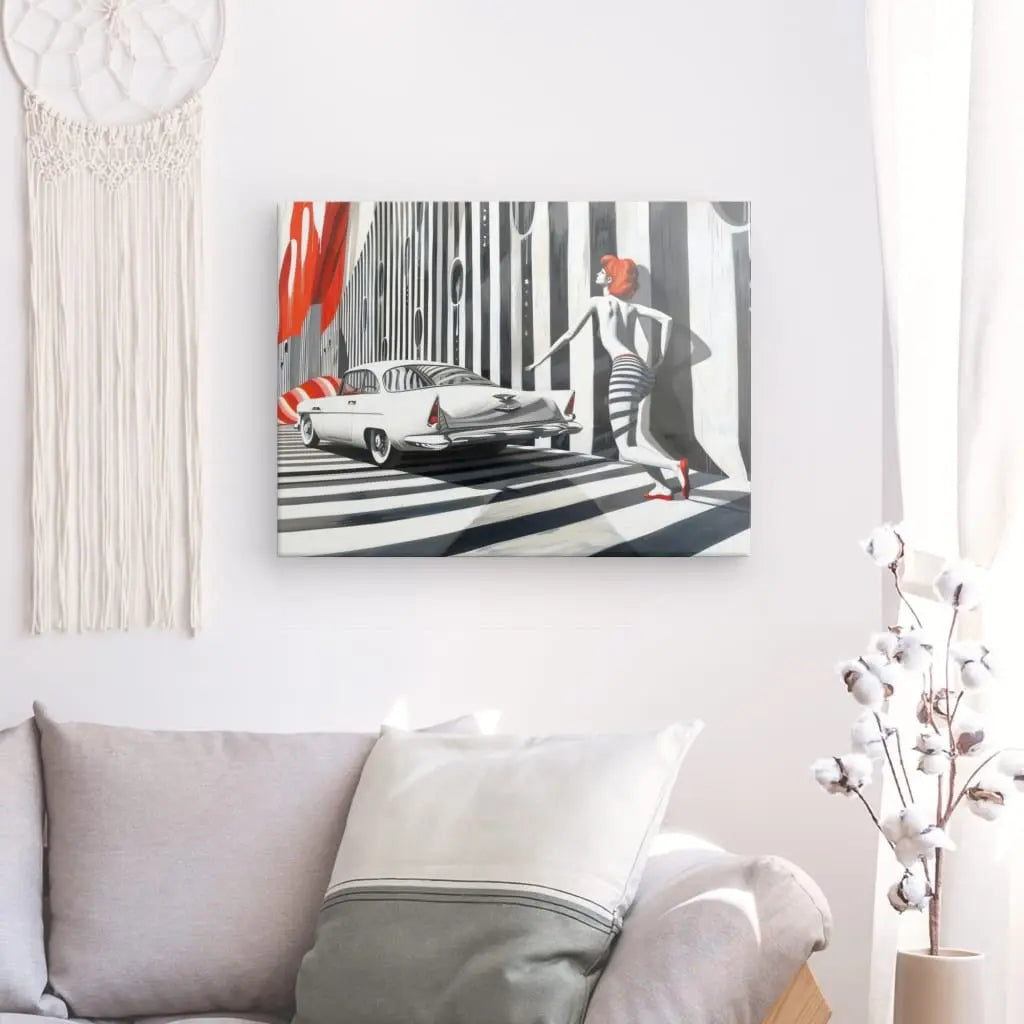 Tableau Dessin Moderne Noir Blanc Rouge - #tag1# - #tag2#