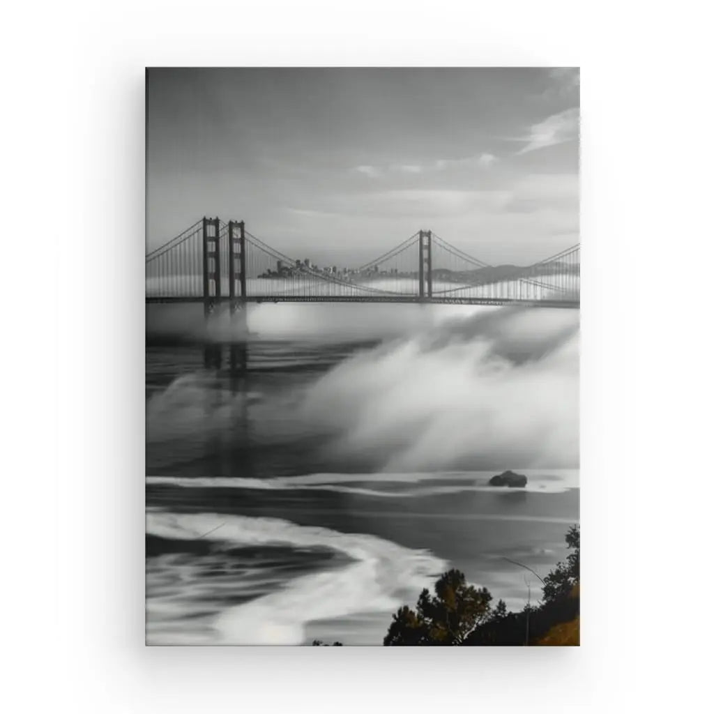 Tableau Golden Gate Paysage Noir et Blanc - #tag1# - #tag2#