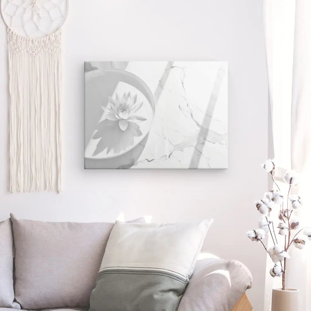 Tableau Zen Lotus Blanc et Gris - #tag1# - #tag2#