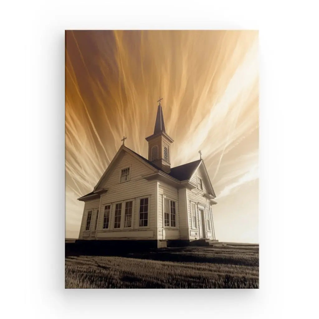 Tableau Eglise Catholique Ciel Doré - #tag1# - #tag2#