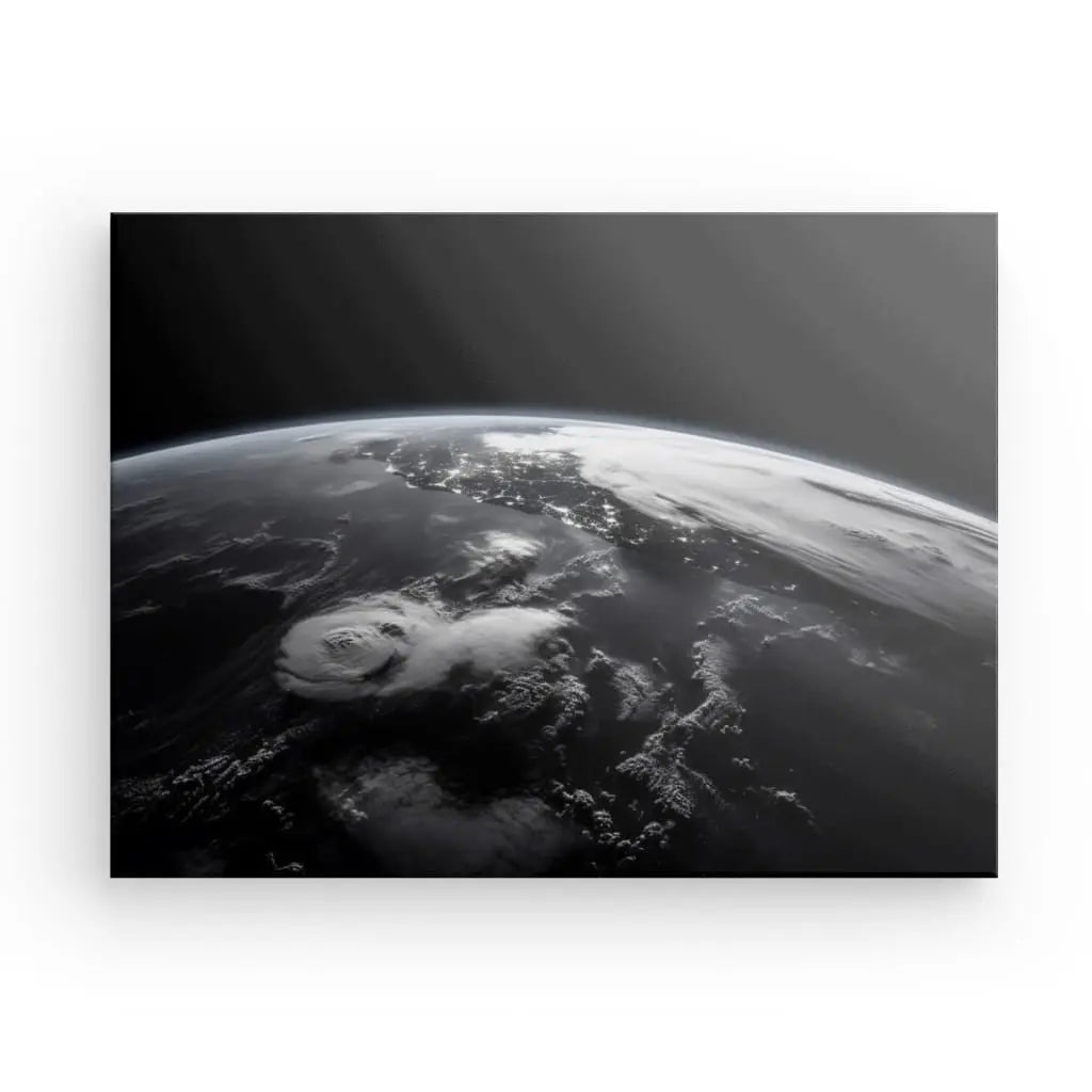 Tableau Vue Satellite Terre Noir et Blanc - #tag1# - #tag2#