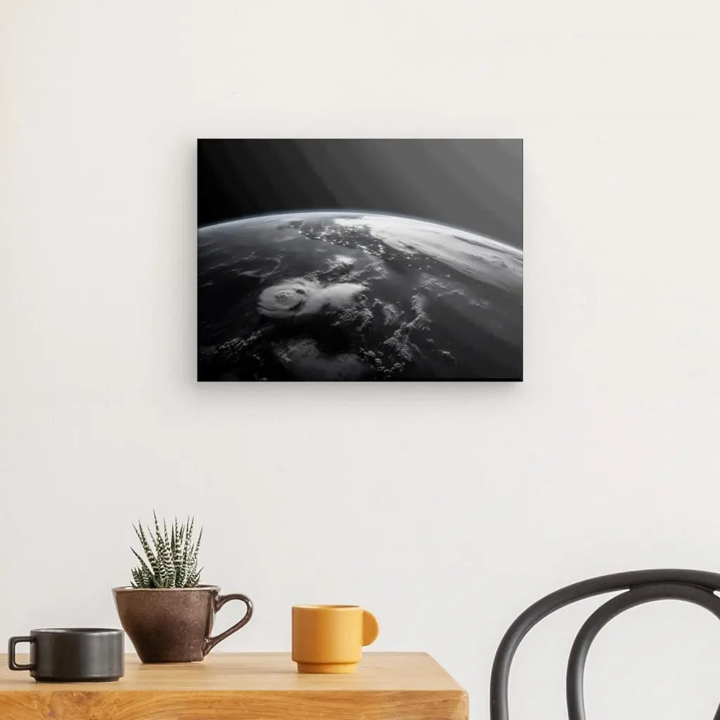 Tableau Vue Satellite Terre Noir et Blanc - #tag1# - #tag2#