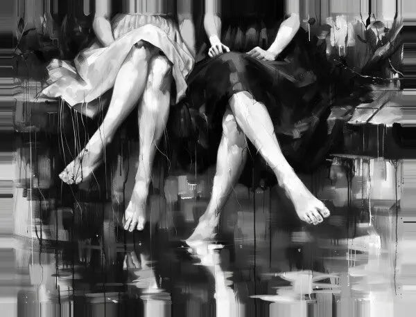 Tableau Peinture Jambes Noir et Blanc - #tag1# - #tag2#
