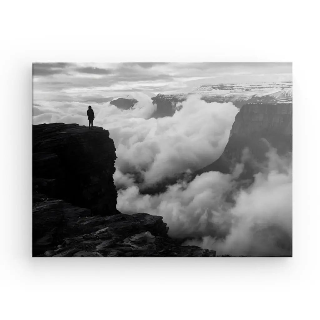 Tableau Photo Montagne Nuages Islande Noir et Blanc - #tag1# - #tag2#