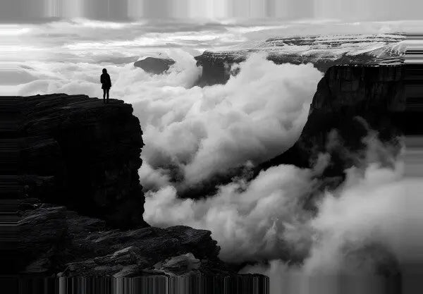 Tableau Photo Montagne Nuages Islande Noir et Blanc - #tag1# - #tag2#