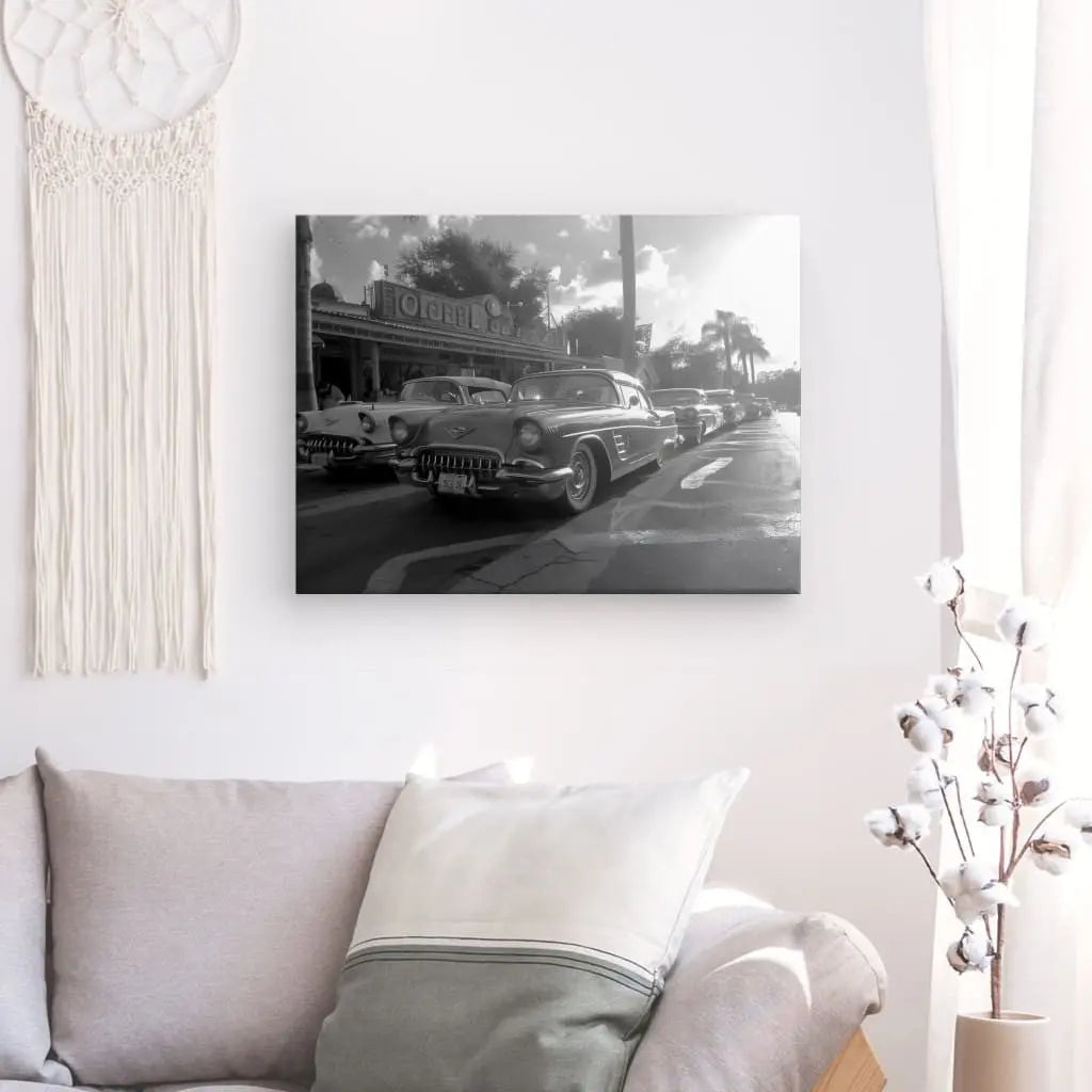 Tableau Voitures Anciennes Cubaines Noir et Blanc - #tag1# - #tag2#