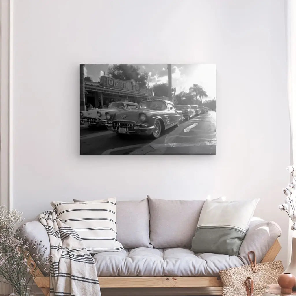 Tableau Voitures Anciennes Cubaines Noir et Blanc - #tag1# - #tag2#