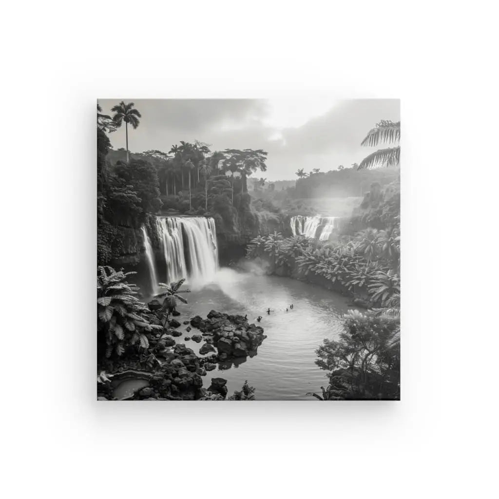 Tableau Jungle Baignade Exotique Noir et Blanc - #tag1# - #tag2#