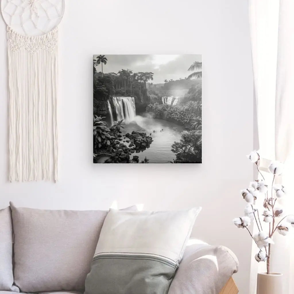 Tableau Jungle Baignade Exotique Noir et Blanc - #tag1# - #tag2#