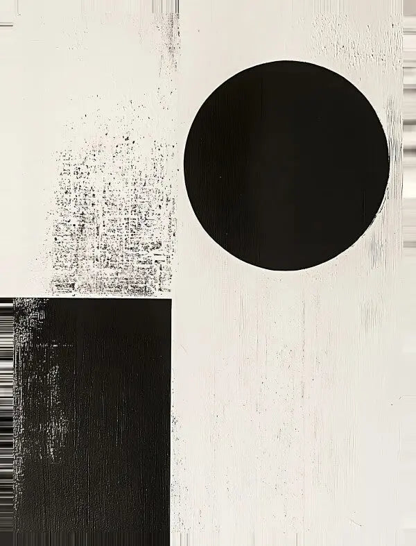 Tableau Rond et Carré Art Abstrait Monochrome - #tag1# - #tag2#