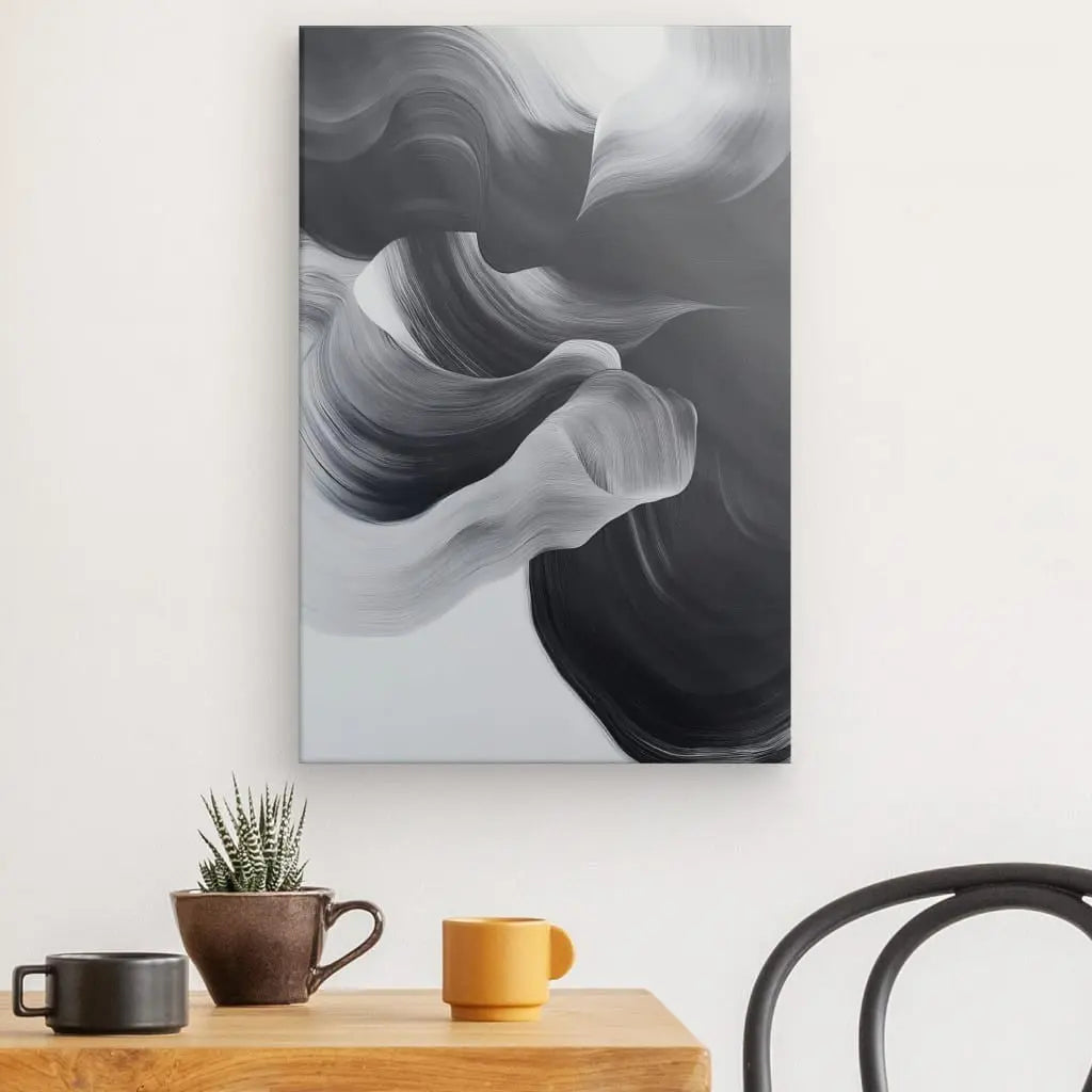 Tableau Peinture Etalée Noir et Blanc - #tag1# - #tag2#