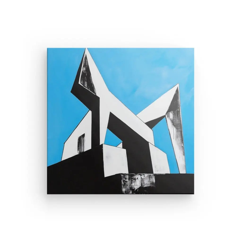 Tableau Dessin Architecture Moderne Fond Bleu - #tag1# - #tag2#