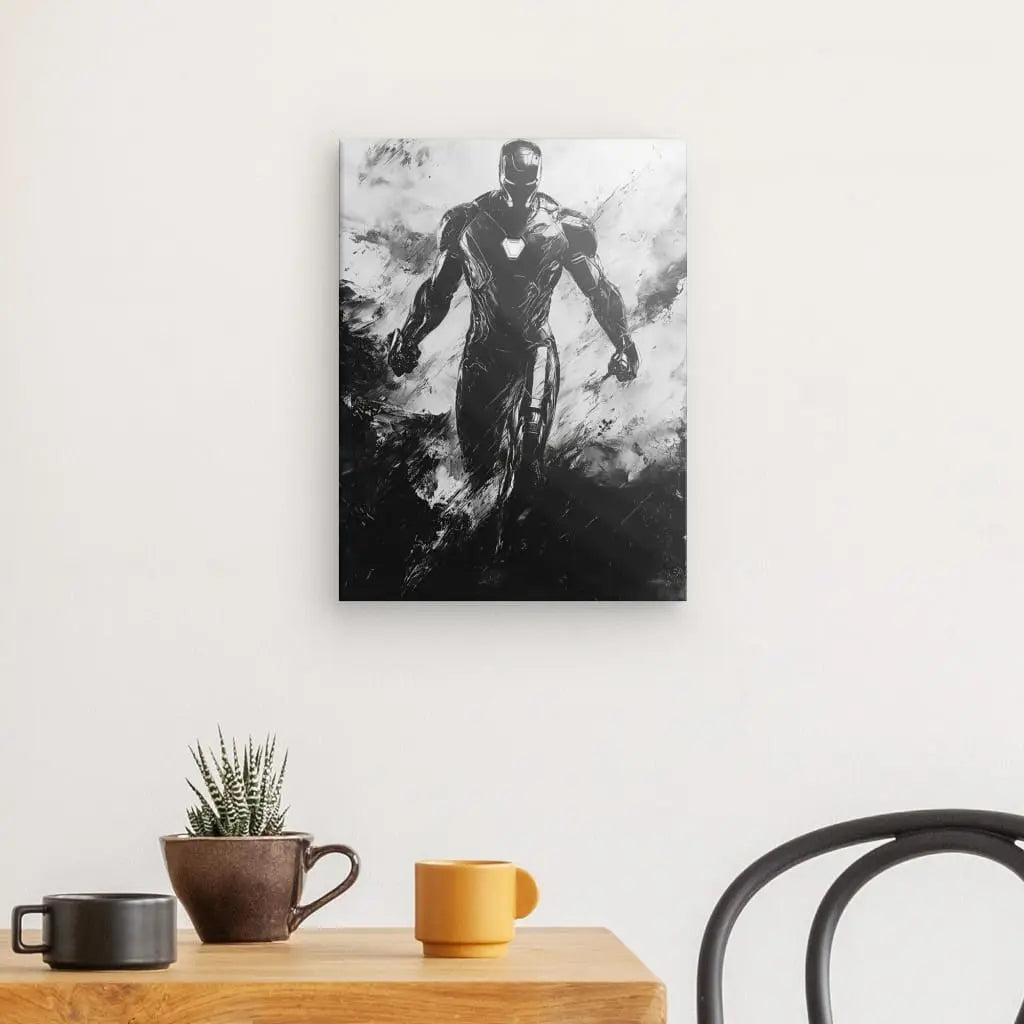 Tableau Iron Man Peinture Noir et Blanc - #tag1# - #tag2#