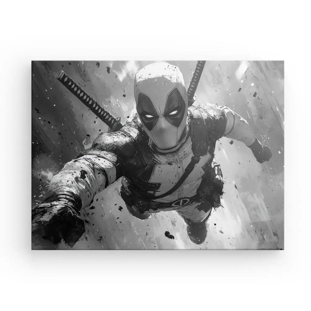 Tableau Deadpool Dessin Noir et Blanc