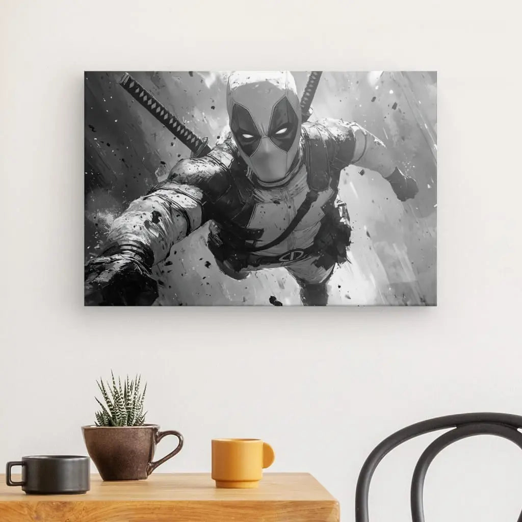 Tableau Deadpool Dessin Noir et Blanc