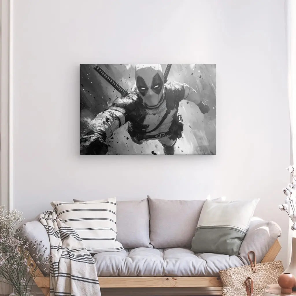 Tableau Deadpool Dessin Noir et Blanc