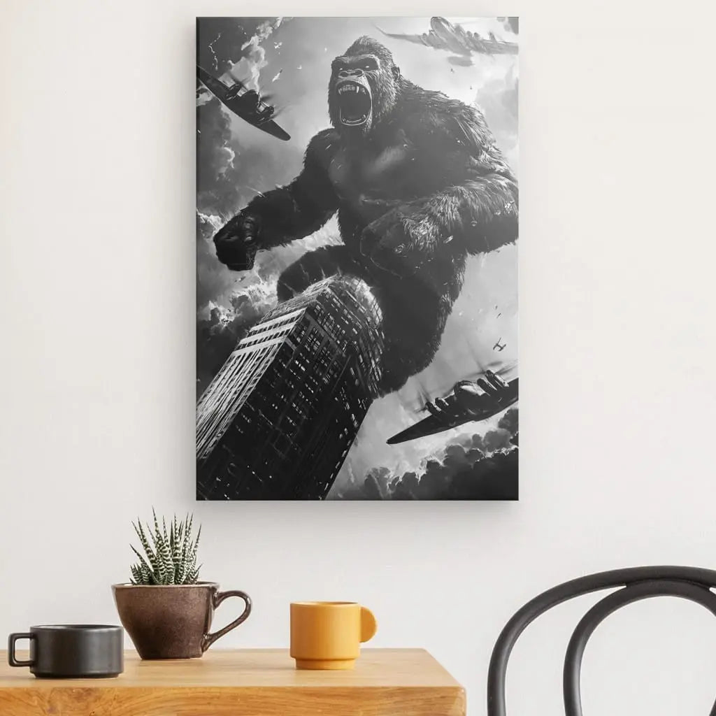 Tableau Dessin King Kong New York Noir et Blanc