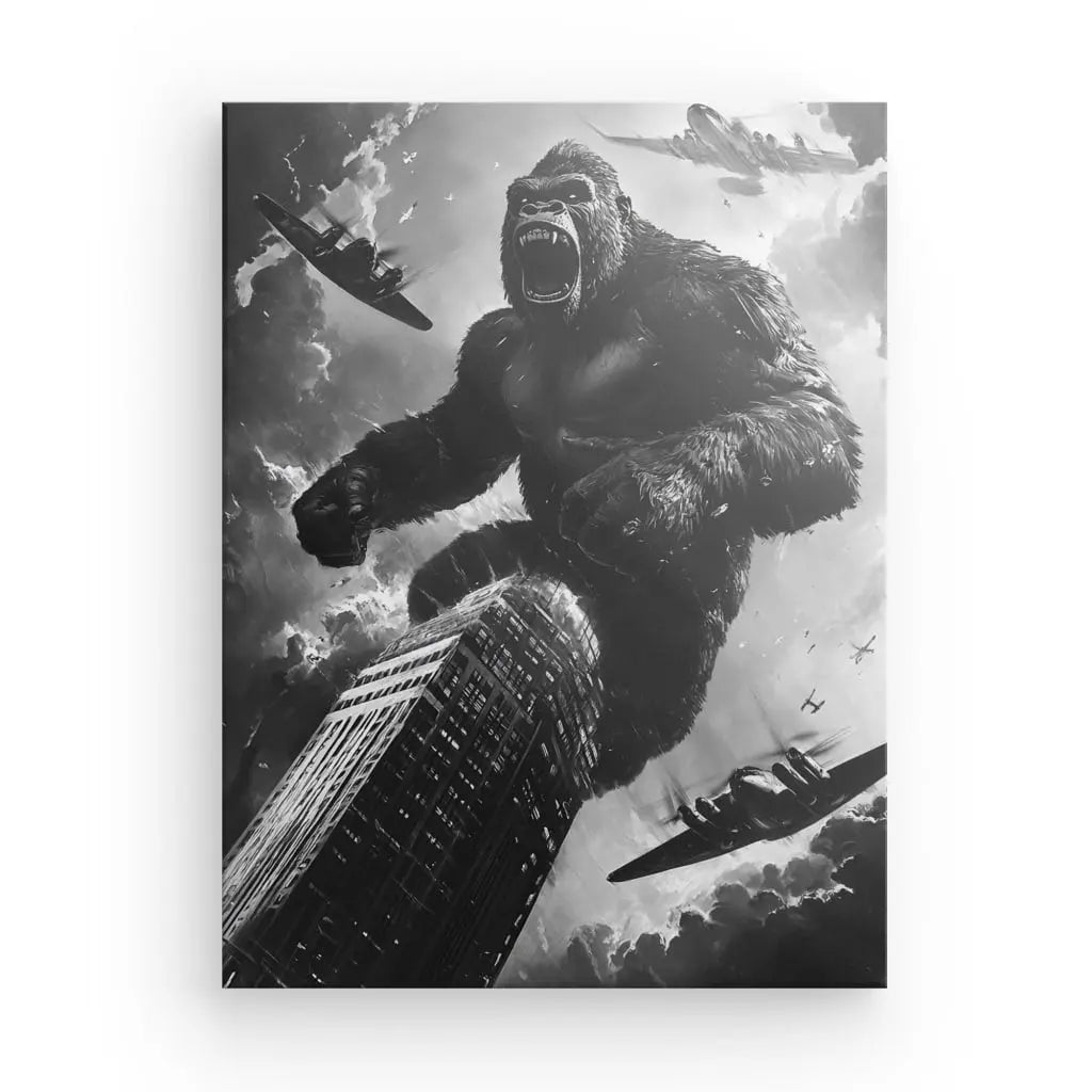 Tableau Dessin King Kong New York Noir et Blanc