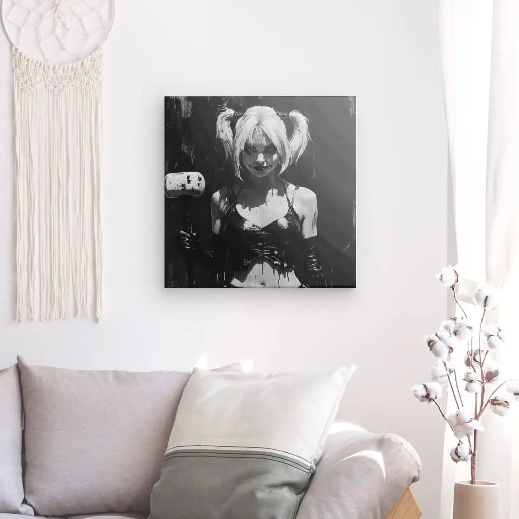 Tableau Harley Quinn Dessin Noir et Blanc