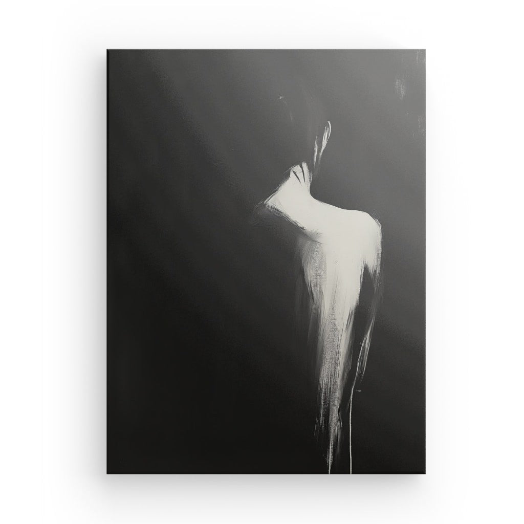 Tableau Femme Dos Nu Peinture Noir et Blanc