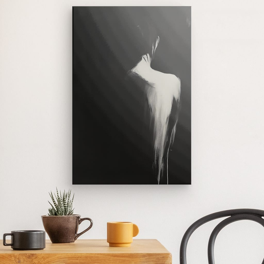 Tableau Femme Dos Nu Peinture Noir et Blanc