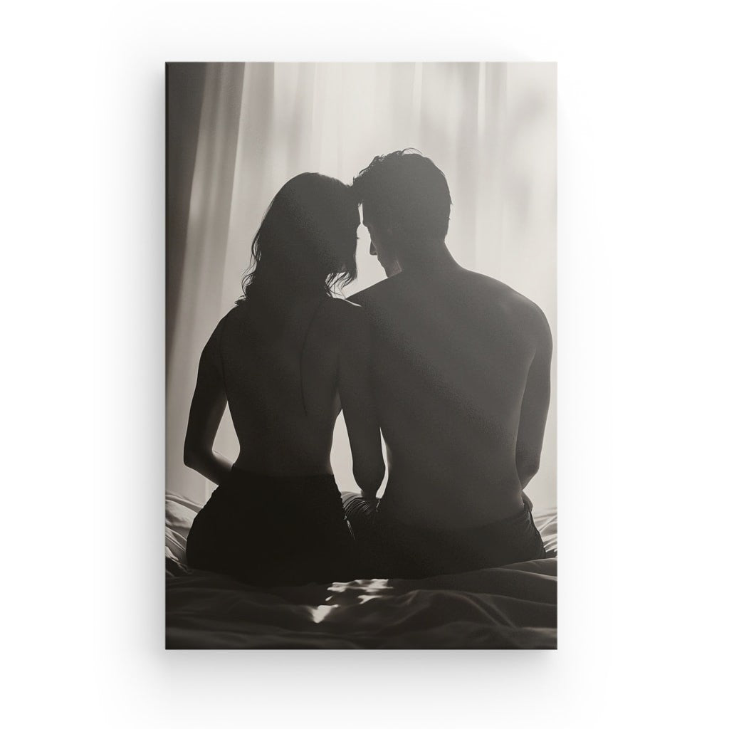 Tableau Couple de Dos Amour Sensuel Noir et Blanc