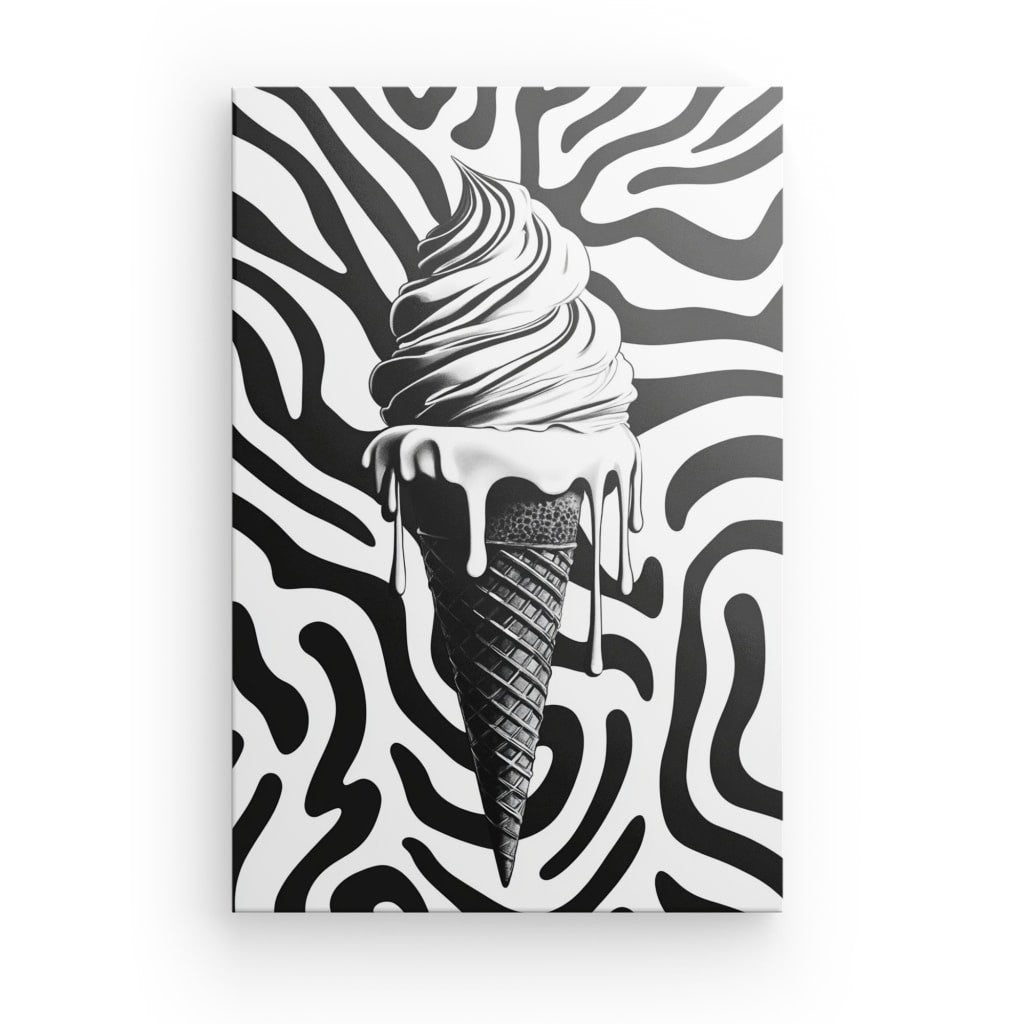 Tableau Glace Ice Cream Pop Art Noir et Blanc