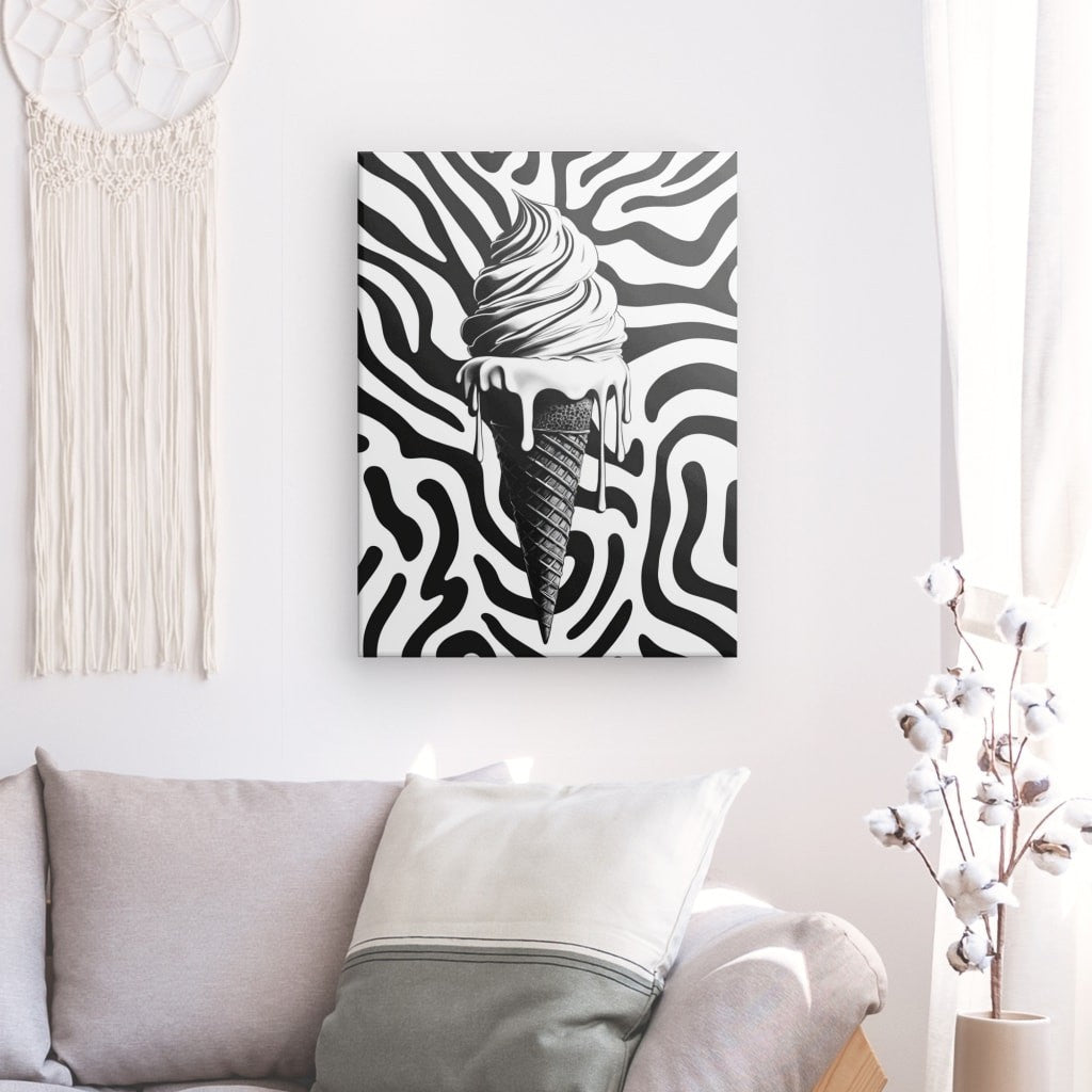 Tableau Glace Ice Cream Pop Art Noir et Blanc