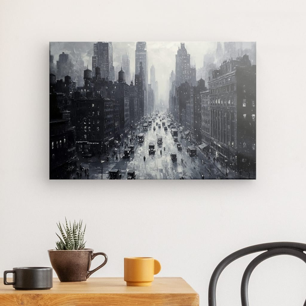 Tableau Peinture New York Rétro style monochrome