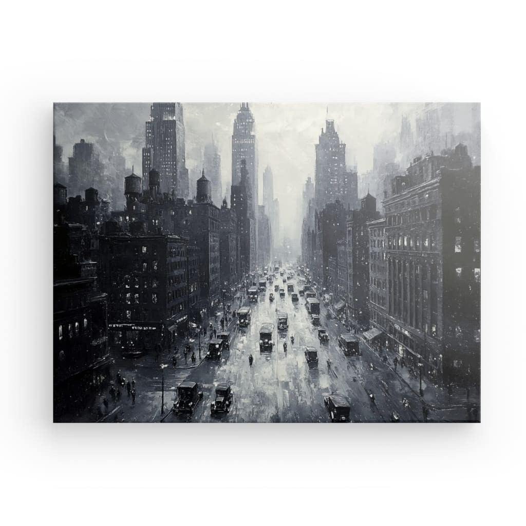 Tableau Peinture New York Rétro style monochrome