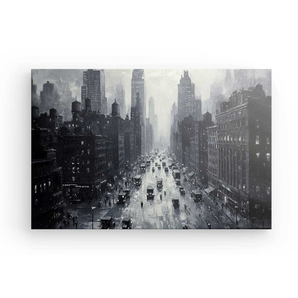 Tableau Peinture New York Rétro style monochrome