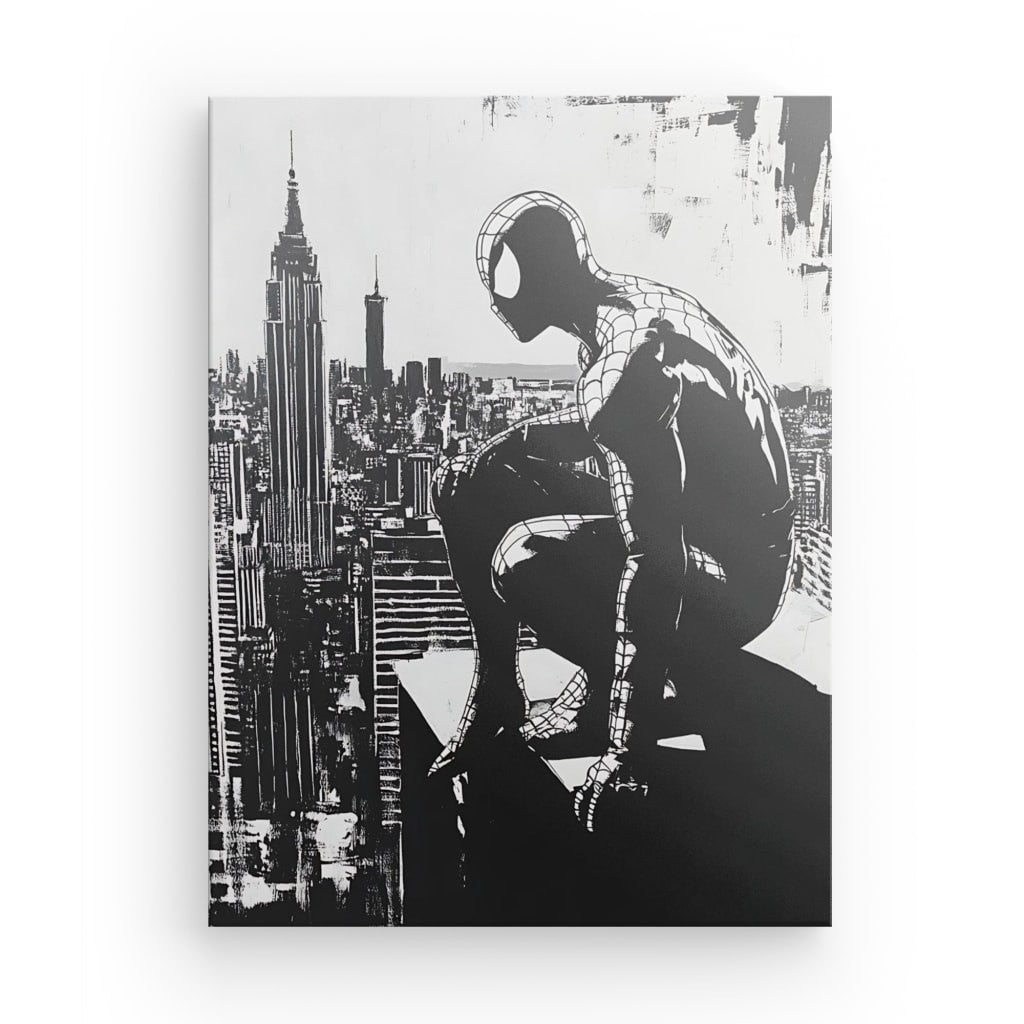 Tableau Design Spiderman Buildings Noir et Blanc