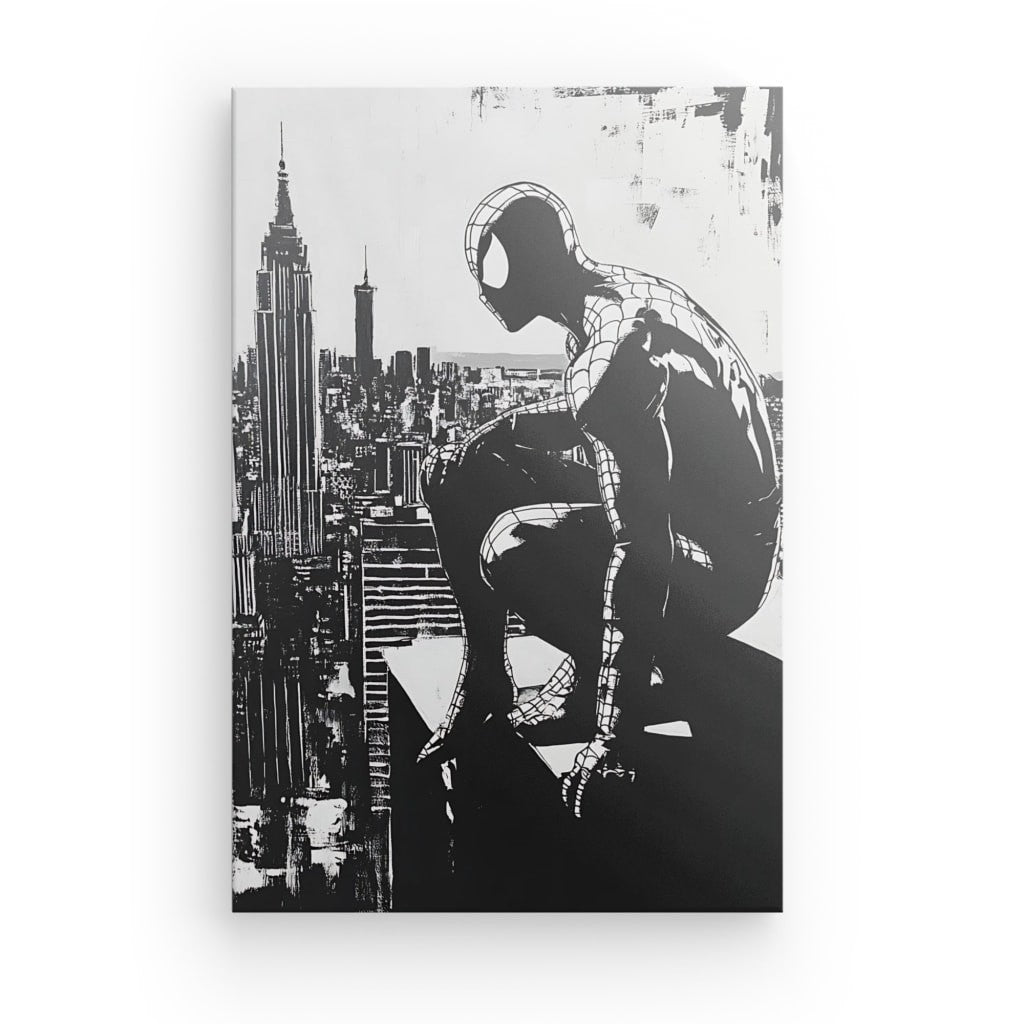 Tableau Design Spiderman Buildings Noir et Blanc
