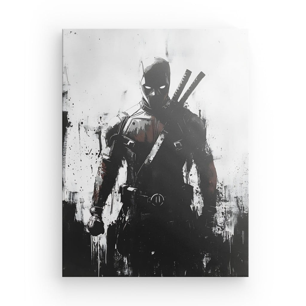Tableau Deadpool comics noir et blanc