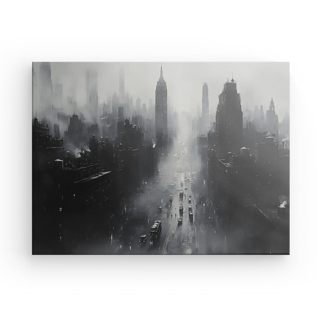 Tableau New-York brume peinture monochrome